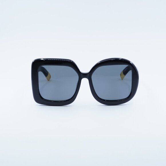 Jacquemus CARRE ROND JAC/10 C1 Sunglasses Black Geometric Frame, Grey Lenses - Picture 3 of 12